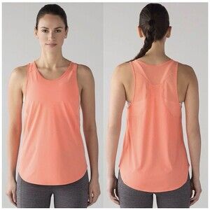 Lululemon Sculpt Tank Women’s Size 2? Coral Lightweight Mesh Detail UPF 50+